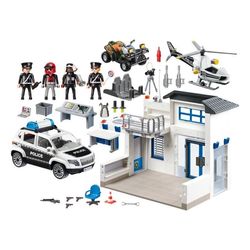 Playmobil-City-Action-Posto-Policial-com-Carro-de-Policia-e-Helicoptero---Sunny
