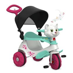 Triciclo Infantil Bandeirante Zootico Passeio E Pedal Rosa